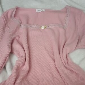 Stitch & Pine Pink Waffle Knit Top
